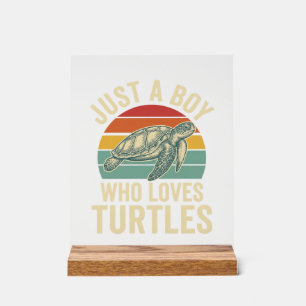 Nur ein Junge, der Schildkröten liebt Vintage-Shir Acrylschild