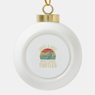 Nur ein Junge, der Schildkröten liebt Vintage-Shir Keramik Kugel-Ornament