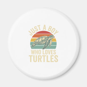 Nur ein Junge, der Schildkröten liebt Vintage-Shir Magnet