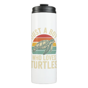 Nur ein Junge, der Schildkröten liebt Vintage-Shir Thermosbecher