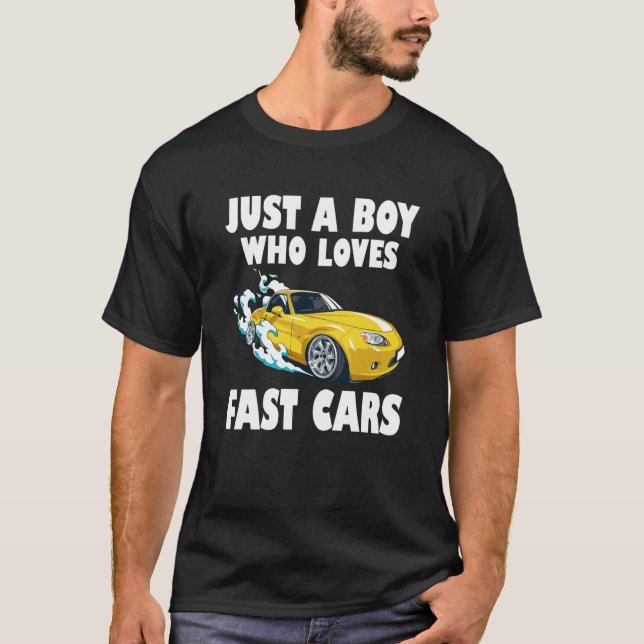 Nur ein Junge, der schnelle Autos Liebe Kinderwage T-Shirt (Vorderseite)