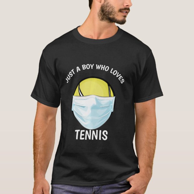 Nur ein Junge, der Tennis Lieben Funny Face Maske  T-Shirt (Vorderseite)