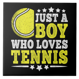 Nur ein Junge, der Tennis liebt, lustiger Tennisli Fliese