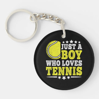 Nur ein Junge, der Tennis liebt, lustiger Tennisli Schlüsselanhänger