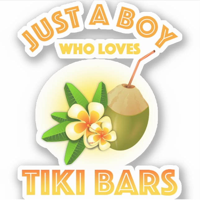 Nur ein Junge, der Tiki Bars Lieben Aufkleber (Vorderseite)