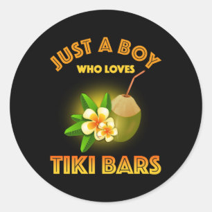 Nur ein Junge, der Tiki Bars Lieben Runder Aufkleber