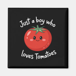 Nur ein Junge, der Tomaten Niedliche Lebensmittel Magnet