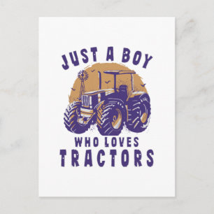Nur ein Junge, der Traktoren landwirtschaftliche L Postkarte