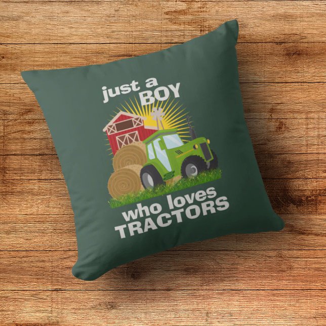 Nur ein Junge, der Traktoren Liebe 🚜 Bauernhof Ge Kissen (Just A Boy Who Loves Tractors Farm Birthday Boy Throw Pillow)