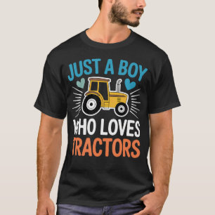 Nur ein Junge, der Traktoren liebt, süße gelbe Far T-Shirt