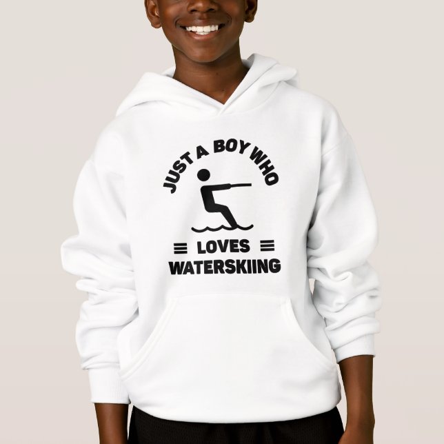 Nur ein Junge, der Wasserski Liebe. Hoodie (Vorderseite)