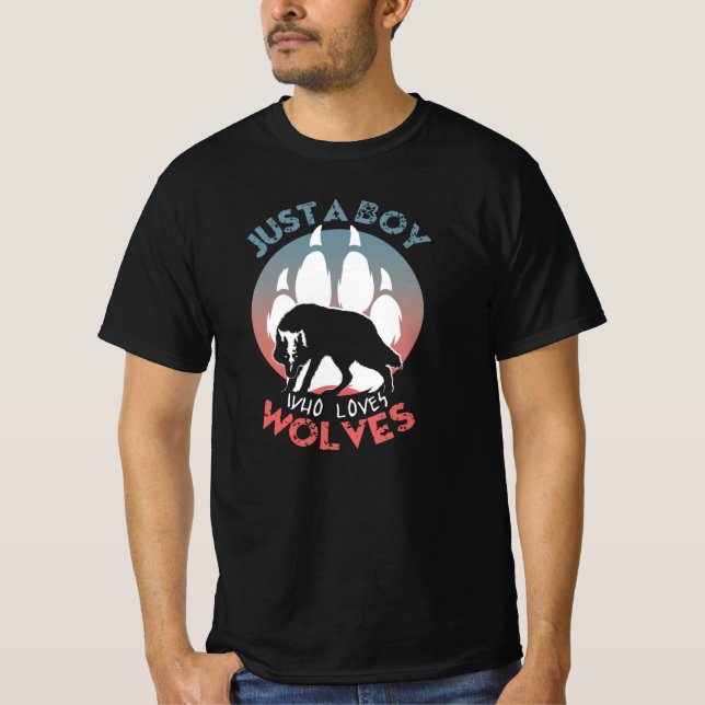 Nur ein Junge, der Wölfe Liebe T-Shirt (Vorderseite)