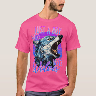 Nur ein Junge, der Wolves Wolf Liebe Lila Blue Sun T-Shirt