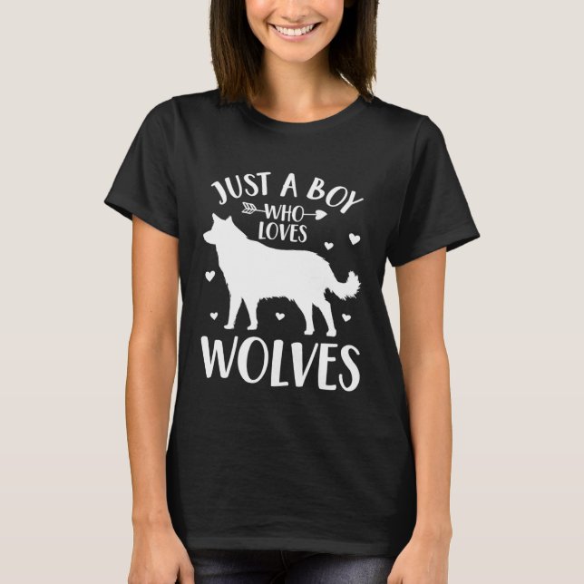 Nur ein Junge, der Wolves Wolf Liebe T-Shirt (Vorderseite)