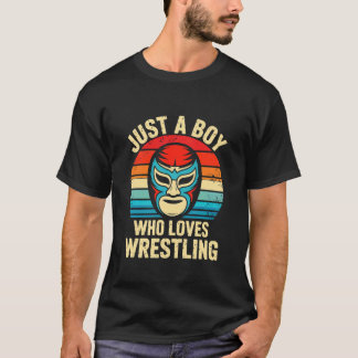 Nur ein Junge, der Wrestling-Retro-Masken liebt T-Shirt