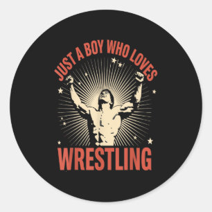 Nur ein Junge, der Wrestling Retro Vintage Design Runder Aufkleber