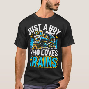 Nur ein Junge, der Züge liebt, süße Lokomotive T-Shirt