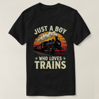 Nur ein Junge, der Züge vintage Zugliebhaber T-Shirt