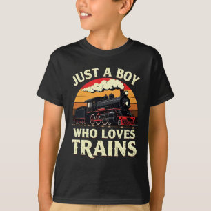 Nur ein Junge, der Züge vintage Zugliebhaber  T-Shirt