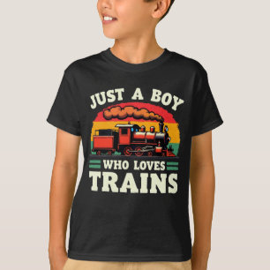 Nur ein Junge, der Züge vintage Zugliebhaber  T-Shirt