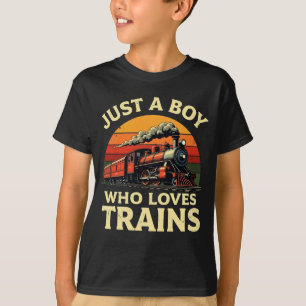 Nur ein Junge, der Züge vintage Zugliebhaber  T-Shirt