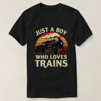 Nur ein Junge, der Züge vintage Zugliebhaber T-Shirt