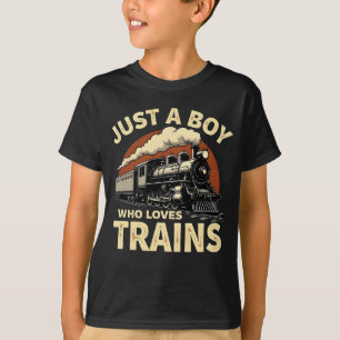 Nur ein Junge, der Züge vintage Zugliebhaber T-Shirt