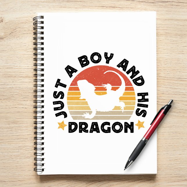 Nur ein Junge und sein Drachen Reptil Lover Zitat Notizblock (Just A Boy And His Dragon Notebook)