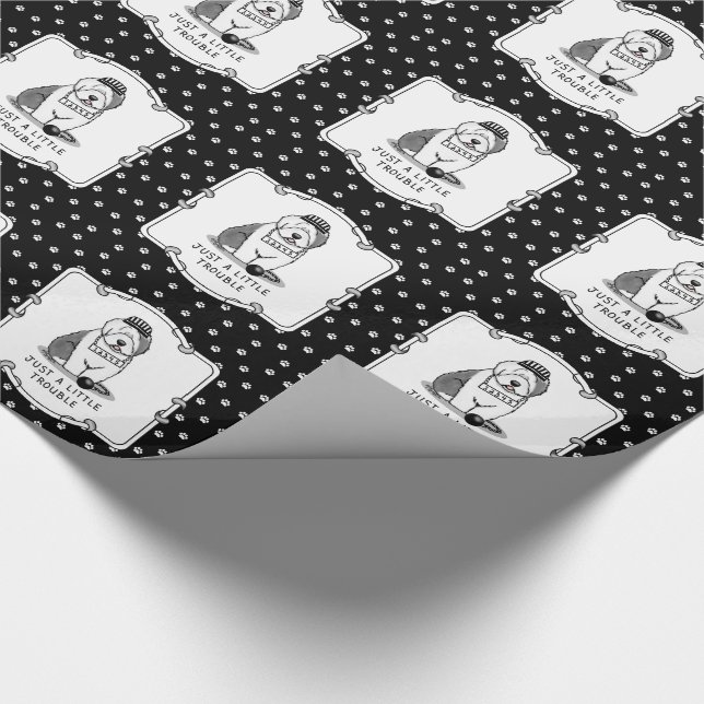 Nur ein kleines Problem Old English Sheepdog Gray  Geschenkpapier (Ecke)