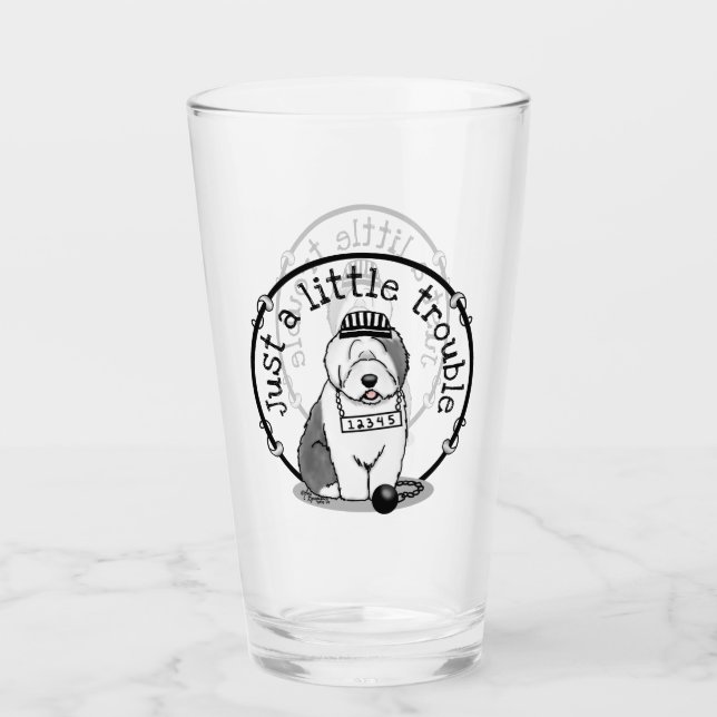 Nur ein kleines Problem Old English Sheepdog Gray  Glas (Vorderseite)