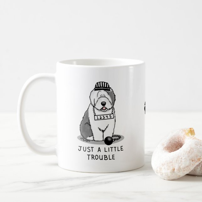 Nur ein kleines Problem Old English Sheepdog Gray  Kaffeetasse (Mit Donut)