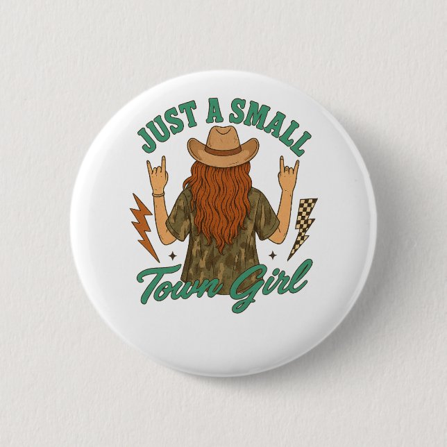 Nur Ein Mädchen Aus Einer Kleinen Stadt Retro West Button (Vorderseite)