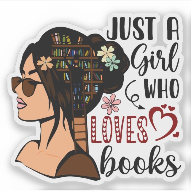 NUR EIN MÄDCHEN, buchen Sie Lover Floral Books Rea Aufkleber (Vorderseite)