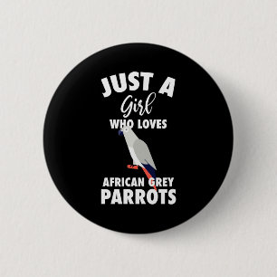 Nur ein Mädchen, das Afrikanischen Grau Papagei Li Button
