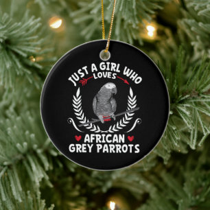 Nur ein Mädchen, das Afrikanisches Grau Parrots Fu Keramik Ornament