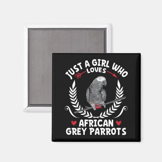 Nur ein Mädchen, das Afrikanisches Grau Parrots Fu Magnet (Vorderseite/Rückseite)