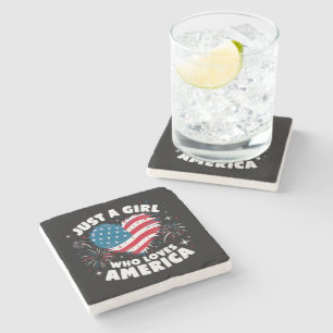Nur ein Mädchen, das Amerika liebt Patriotisch Steinuntersetzer