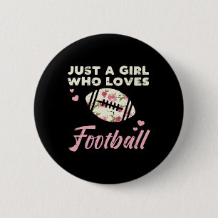 Nur ein Mädchen, das amerikanische Fußballblumen m Button