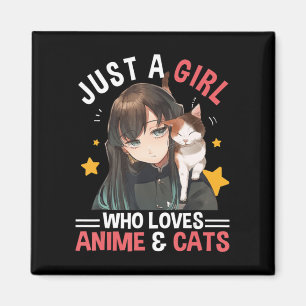 Nur ein Mädchen, das Anime & Cats Niedliche Gesche Magnet