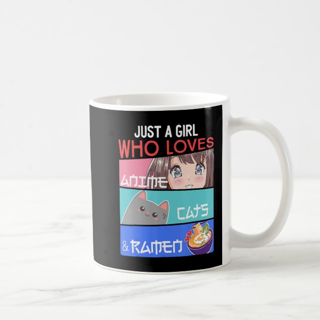 Nur ein Mädchen, das Anime Cats Ramen Lover Kawai  Kaffeetasse (Rechts)