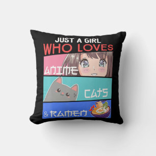 Nur ein Mädchen, das Anime Cats Ramen Lover Kawai Kissen