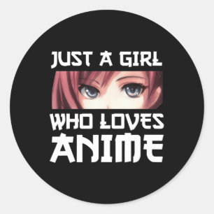 Nur ein Mädchen, das Anime Liebe Runder Aufkleber