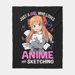 Nur ein Mädchen, das Anime Liebe und Anime Lo skiz Fleecedecke