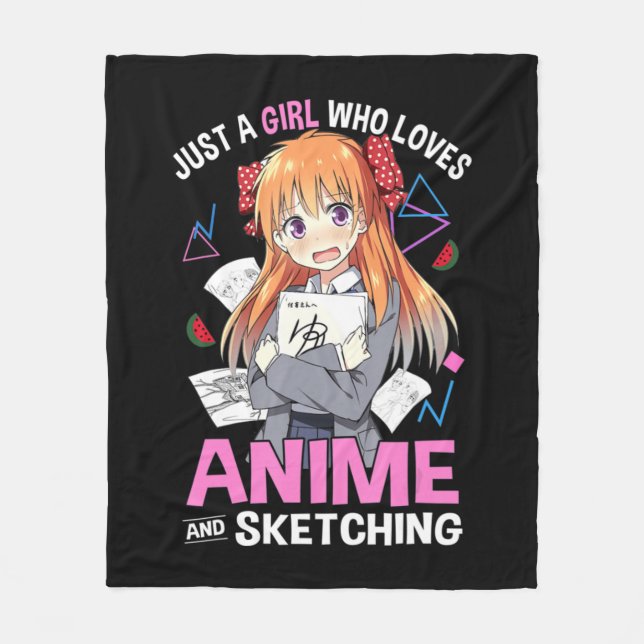 Nur ein Mädchen, das Anime Liebe und Anime Lo skiz Fleecedecke (Vorderseite)