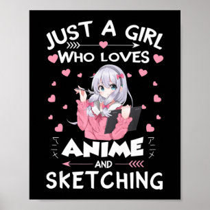 Nur ein Mädchen, das Anime Liebe und Geschenke ski Poster