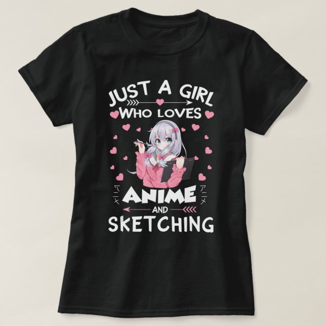 Nur ein Mädchen, das Anime Liebe und Geschenke ski T-Shirt (Design vorne)