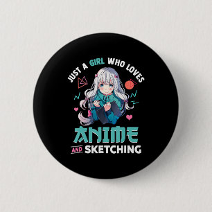 Nur ein Mädchen, das Anime Liebe und Japan Ma skiz Button