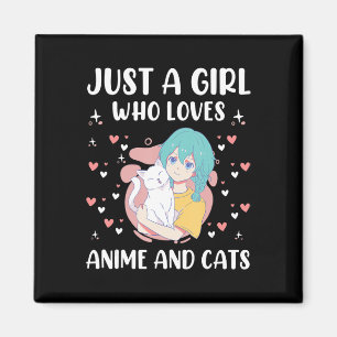 Nur ein Mädchen, das Anime Liebe und Katzen Niedli Magnet