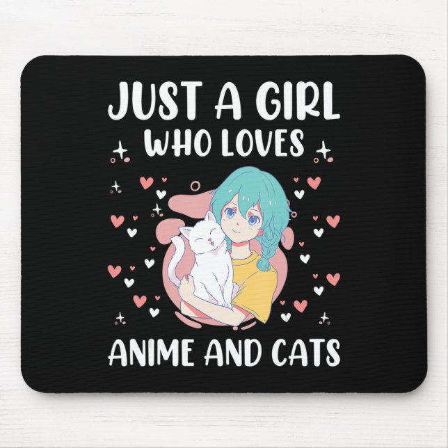 Nur ein Mädchen, das Anime Liebe und Katzen Niedli Mousepad (Vorne)