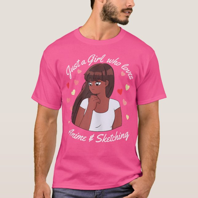 Nur ein Mädchen, das Anime Liebe und Manga Gi skiz T-Shirt (Vorderseite)